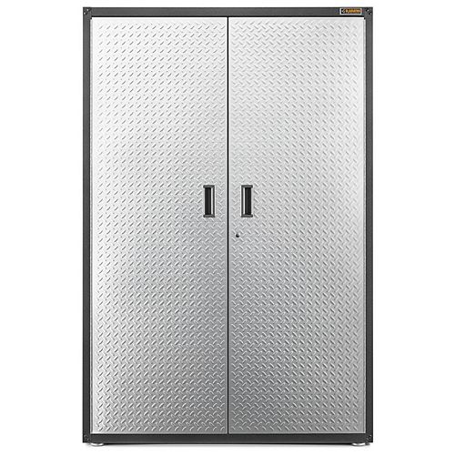 Ready-to-Assemble 72-inch H x 48-inch W x 18-inch D Steel Freestanding Garage Cabinet in Silver Tread