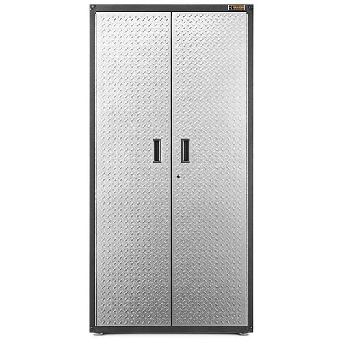 Ready-to-Assemble 72-inch H x 36-inch W x 18-inch D Steel Freestanding Garage Cabinet in Silver Tread