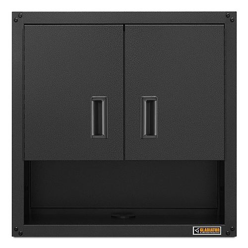 Gladiator Ready-to-Assemble 28-inch H x 28-inch W x 12-inch D Steel Garage Wall Cabinet with Shelf in Hammered Slate