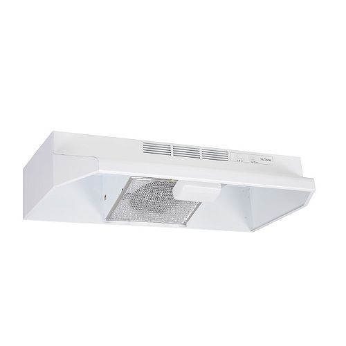 24-inch Convertible Under Cabinet Range Hood, 210 CFM with Ductless Option (Charcoal Filter Sold Separately) in White