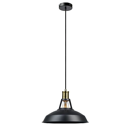 Robin 1-Light Plug-In or Hardwire Pendant Light Fixture in Satin Black