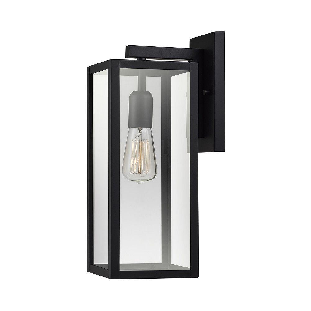 Globe Electric Bowery 1 Light Matte Black Outdoor Indoor Wall Sconce With Clear Glass Shad