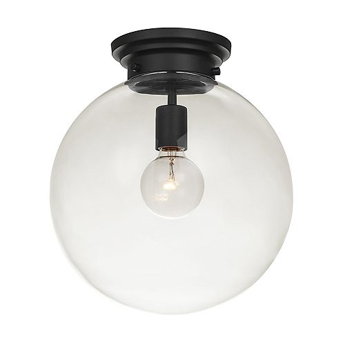 Portland 1-Light Black Semi-Flush Mount Ceiling Light Fixture