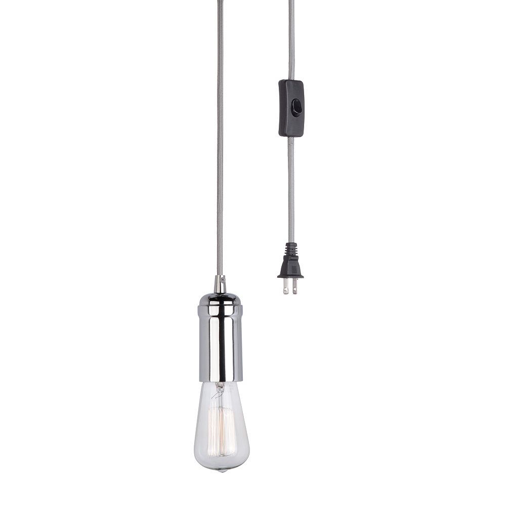 Globe Electric Edison 1Light Gray & Chrome PlugIn Mini Pendant The