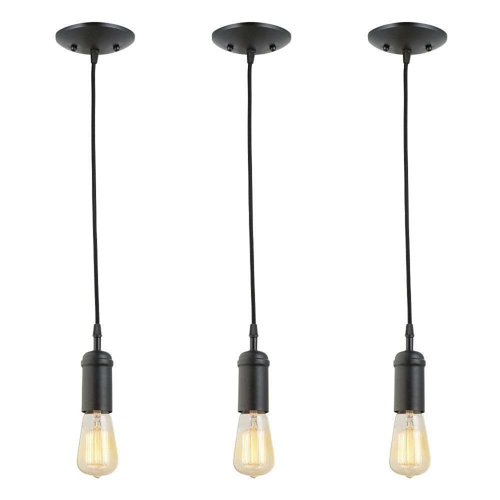 Globe Electric Edison 1 Light Mini Pendant Light Fixture In Matte Black