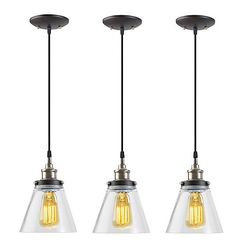 Jackson 1-Light 60W Antique Brass Pendant (3-Pack)