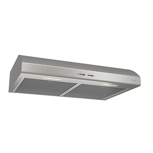 30-inch Under Cabinet Range Hood, 300 CFM with Ductless Option (Charcoal Filter Sold Separately) in Stainless Steel