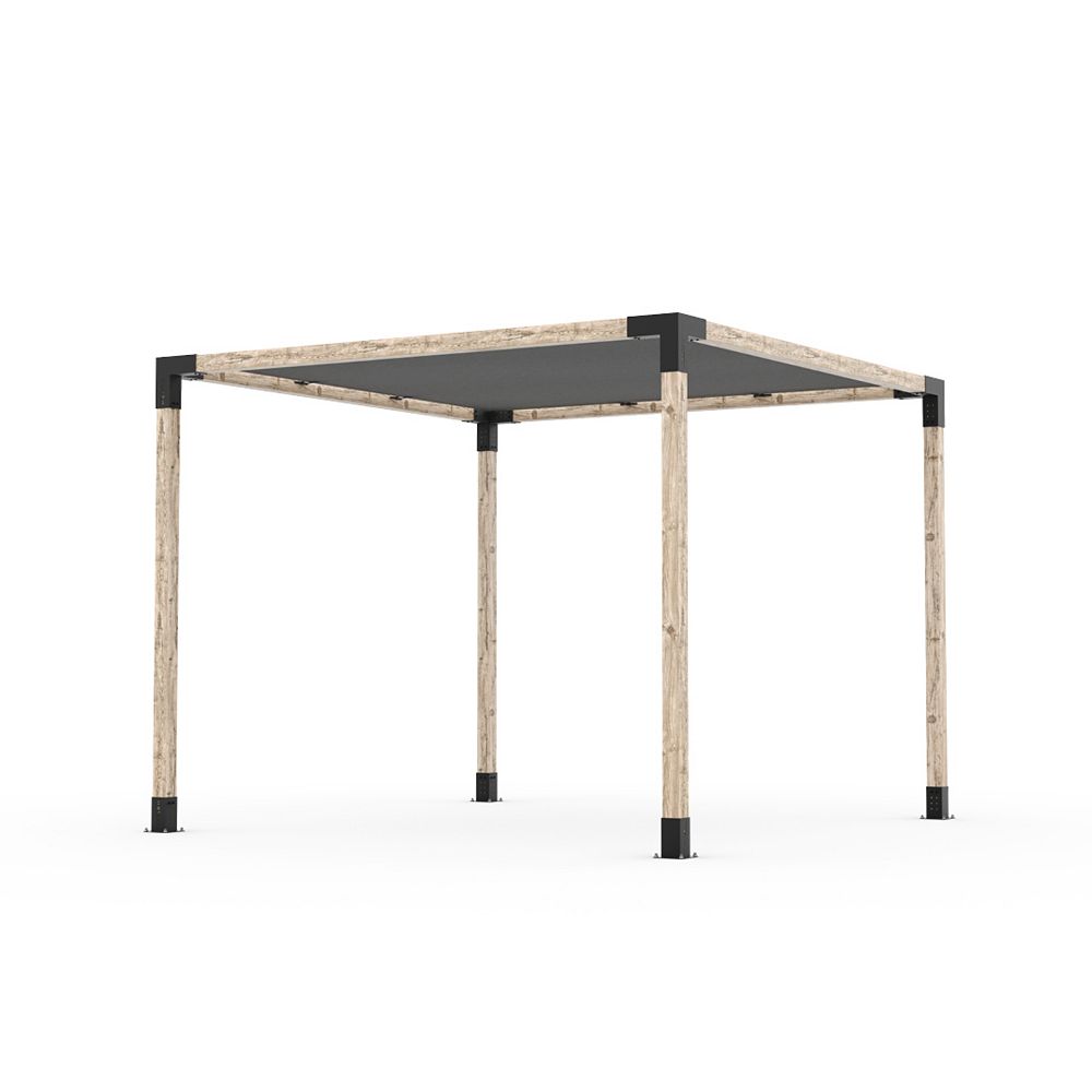 TOJA GRID 10 ft. x 10 ft. Pergola Kit With Graphite Shade Sail for 4x4