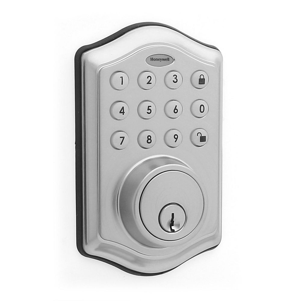 Honeywell Satin Nickel Keyless Entry Digital Deadbolt The Home Depot