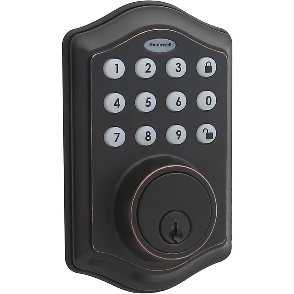 Honeywell Oil Rubbed Bronze Keyless Entry Digital Deadbolt The Home Depot Canada