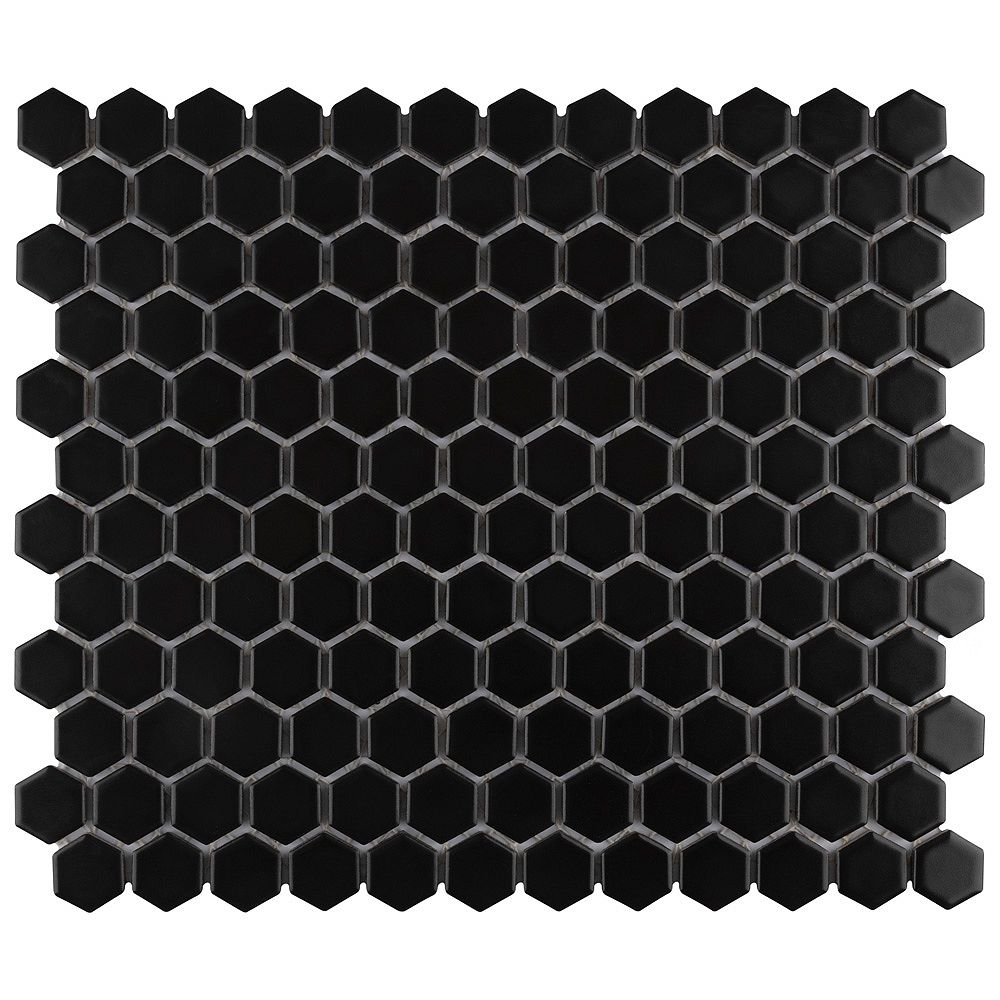 Merola Tile Metro Hex Matte Black 10 1, 1 Inch Hexagon Tile