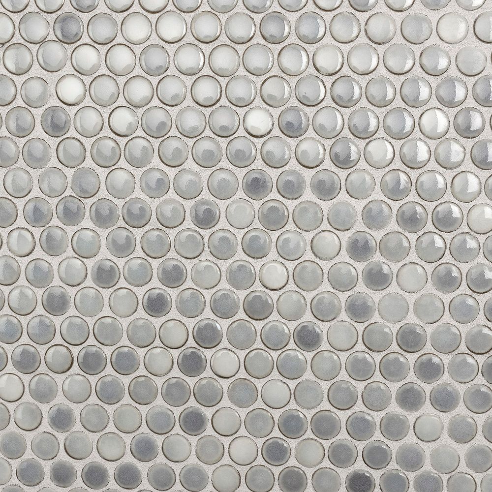 Merola Tile Hudson Penny Round Grey Eye 12 Inch X 12 5 8 Inch X 5 Mm Porcelain Mosaic Tile The Home Depot Canada