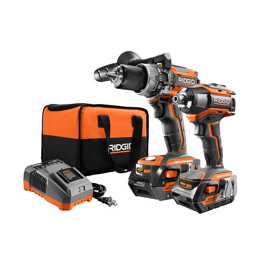 Ridgid Gen5x 18v Lithium Ion Brushless Cordless Hammer Drill And Impact Driver Kit The Home Depot Canada
