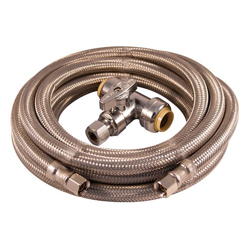 Installation Kit - Ice Maker 10ft braided stainless steel with push fit tee valve