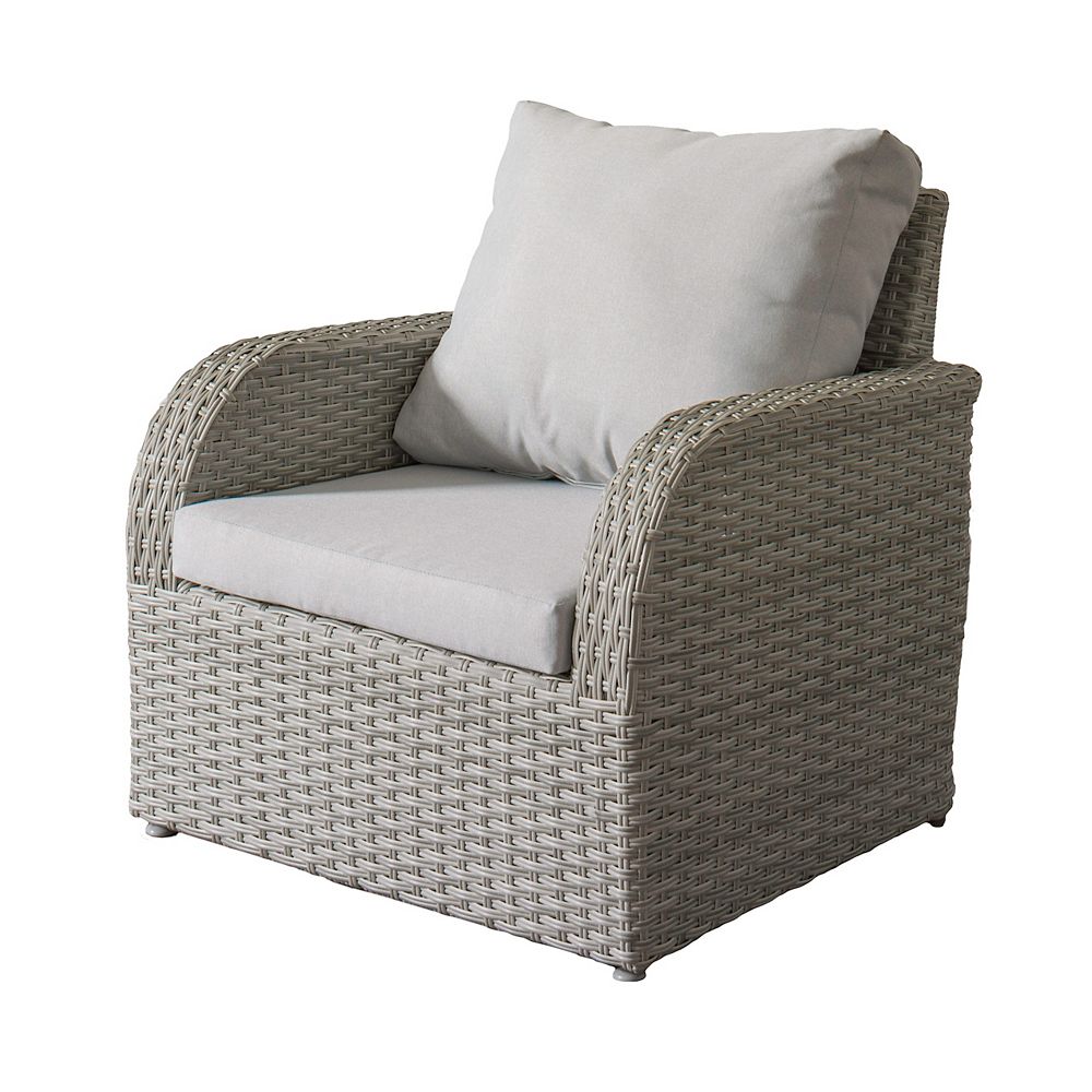 Corliving Brisbane Weather Resistant Resin Wicker Patio Chair with Grey