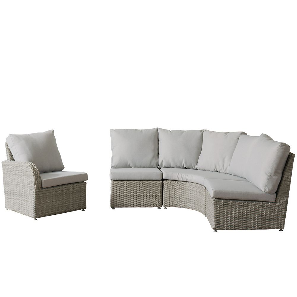 Corliving Brisbane Weather Resistant Resin Wicker 4 Piece Curved Sectional Patio Set With The Home Depot Canada