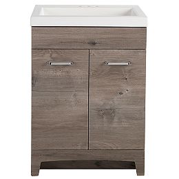 Stancliff 24.5-inch W x 34-inch H x 18.75-inch D Bathroom Vanity in White Washed Oak with Cultured Marble Countertop/Rectangular Sink