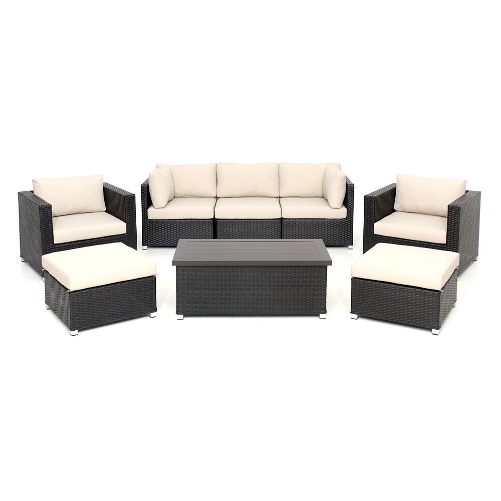 Think Patio Innesbrook Collection 8 1 Conversation Set With Tan Cushions The Home Depot Canada Think Patio Innesbrook Collection 8 1, Patio Sofa Under 1000
