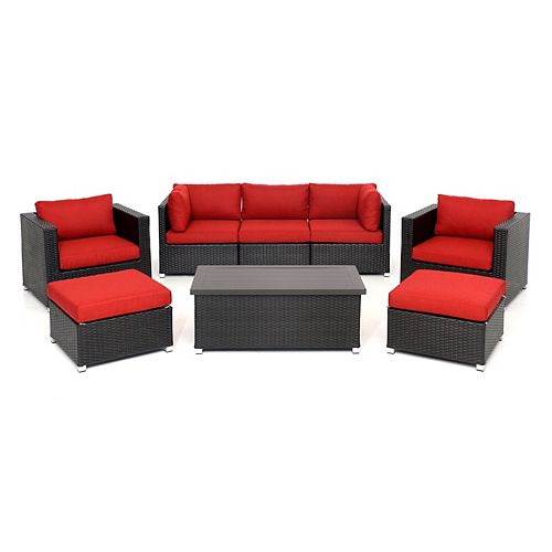 Innesbrook Collection 8.1 Patio Conversation Set with Red Cushions