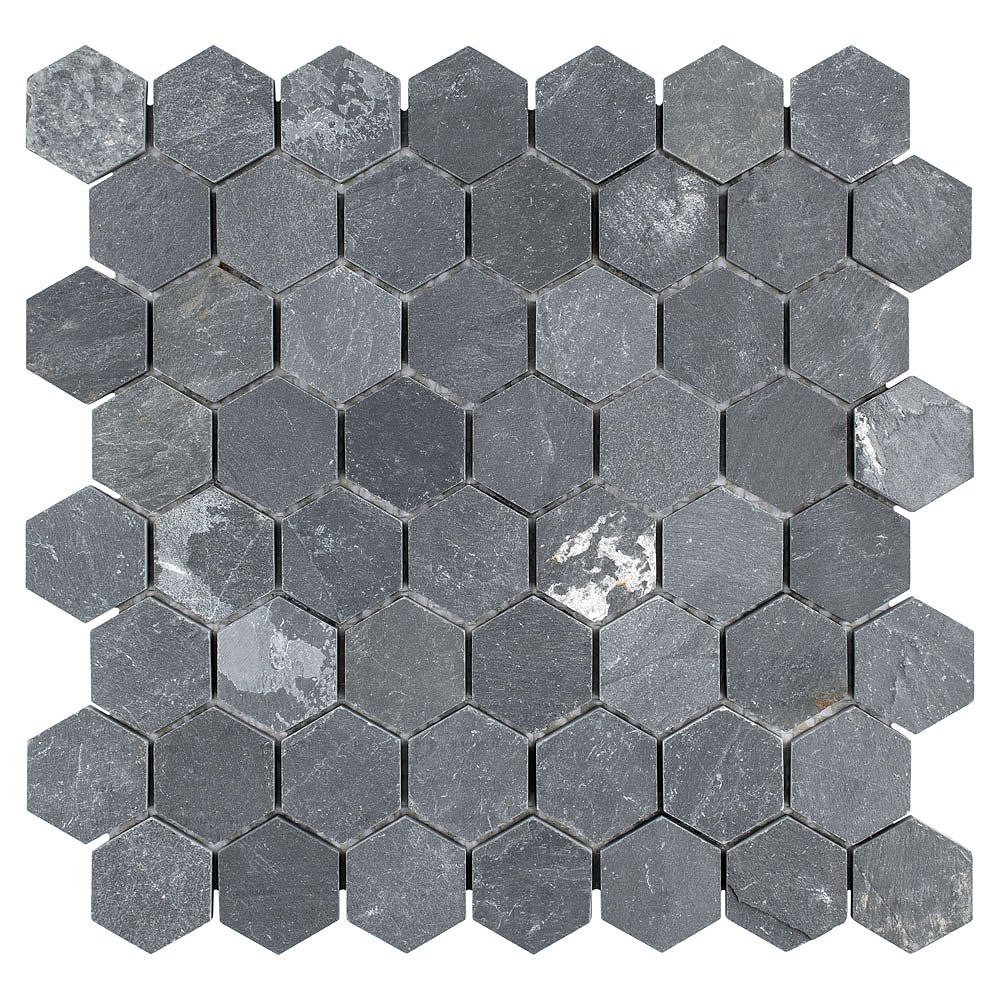 Merola Tile Crag Hexagon Black 11 1 8, 1 Inch Hexagon Tile Black