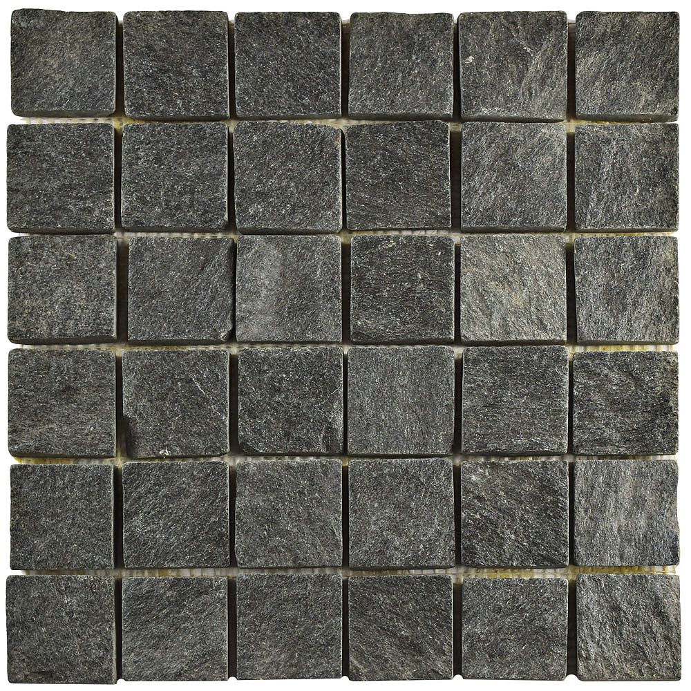 Merola Tile Crag Quad Black Quartzite 12 Inch X 12 Inch X 13 Mm Natural
