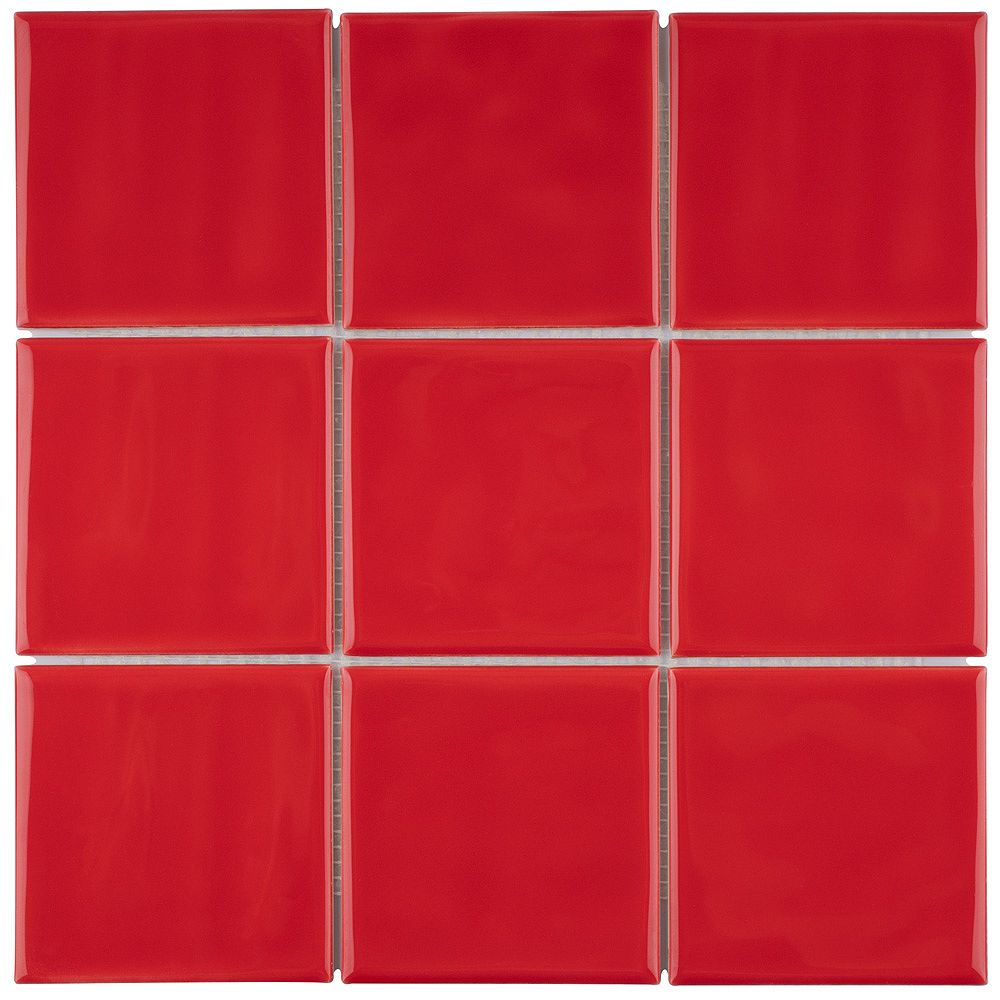 Merola Tile Twist Square Red Cherry 113/4 in. x 113/4 in. Ceramic