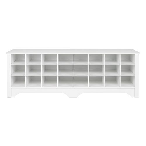 60-inch Shoe Cubby Bench - White