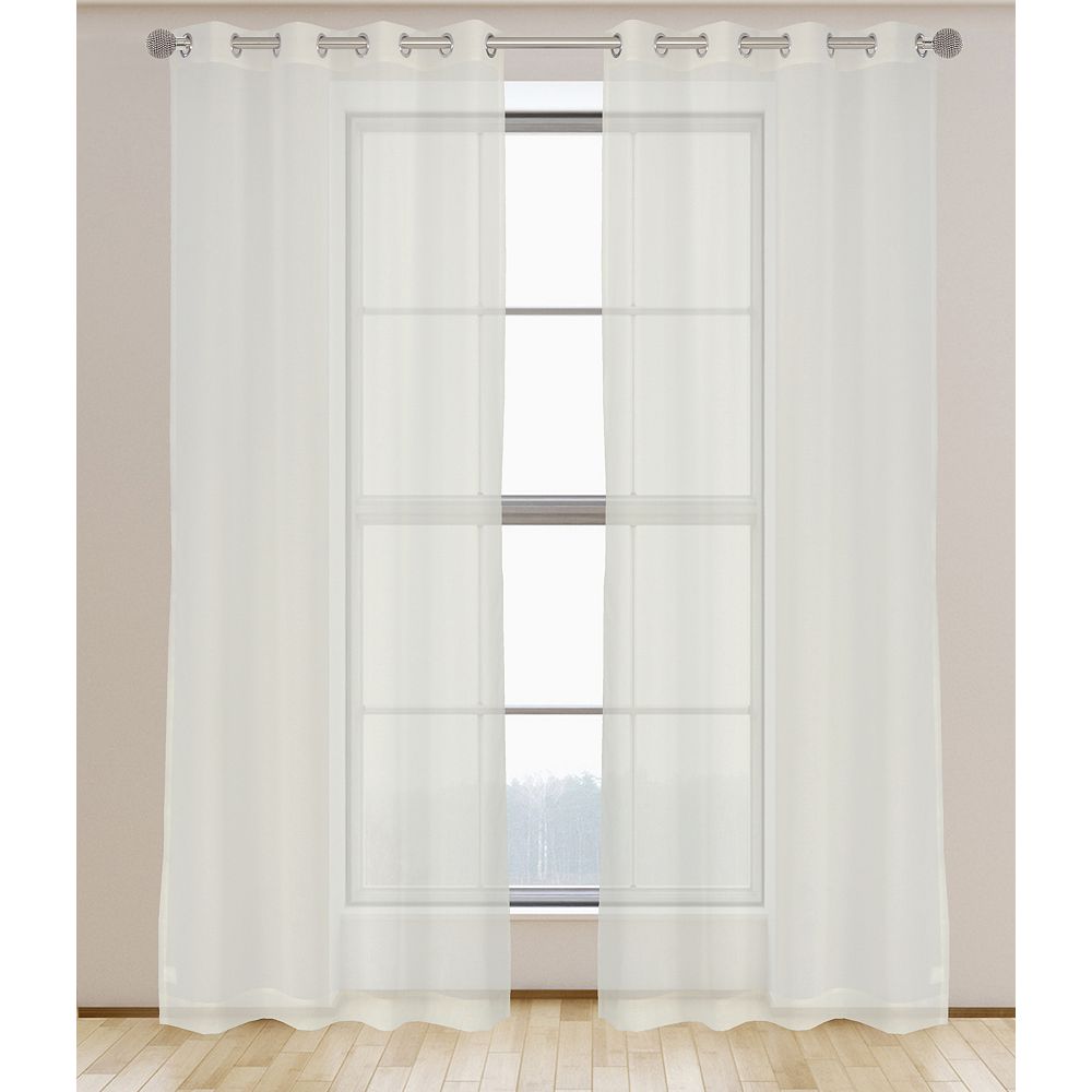 LJ Home Fashions Aura Sheer Elegant Voile Grommet Curtain Panel Set, 54