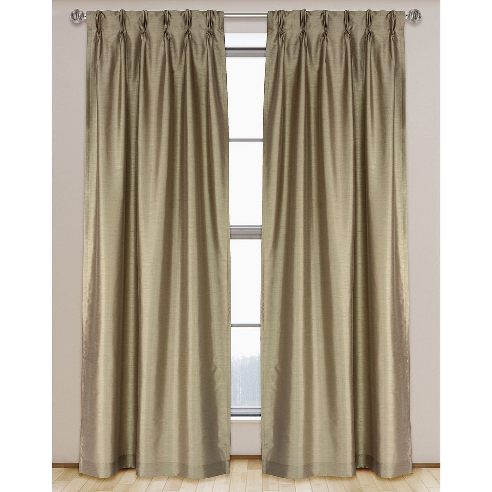 LJ Home Fashions ZOI Lined Faux Silk Pinch Pleat Tab Top Curtain Panels ...