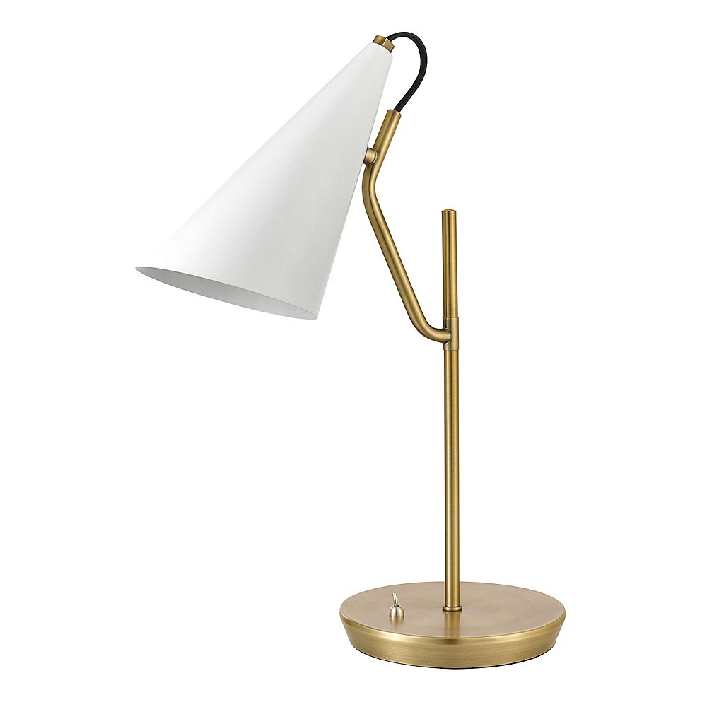 Globe Electric Hartford 18 inch Matte Brass Desk Lamp with Matte White