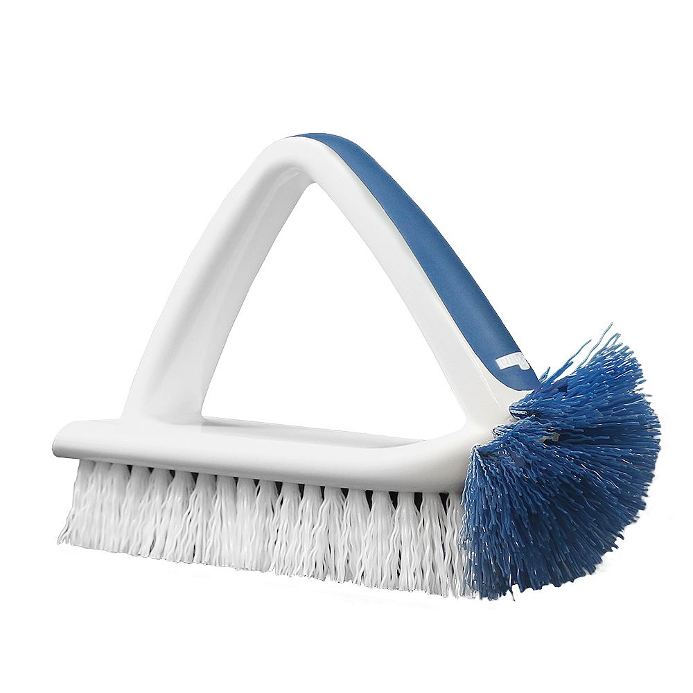 Unger 2in1 Bath & Tile Brush with Handle and Integrated Scraper The