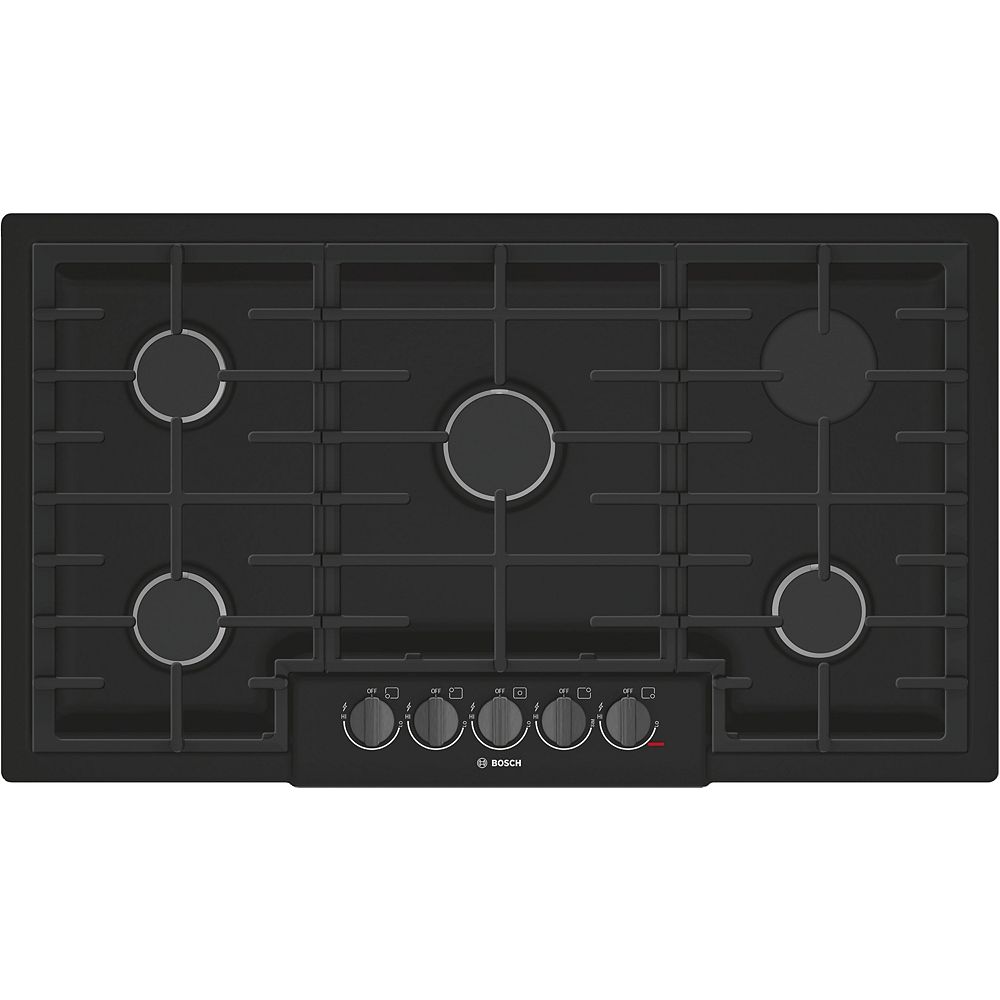 Bosch 800 Series 36 inch Gas Cooktop 5 Burners Black w/ Black