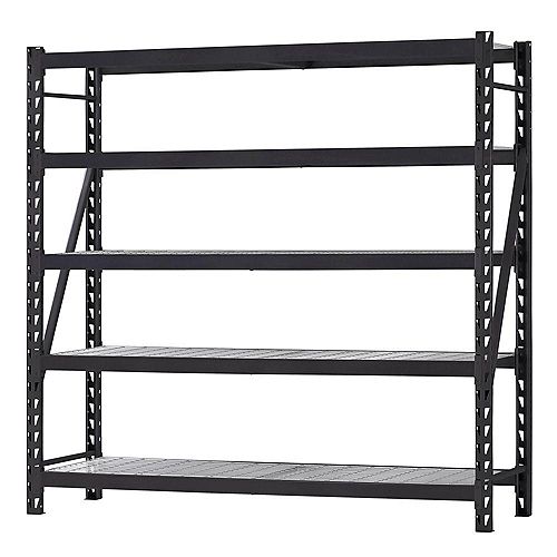 90-inch W x 90-inch H x 24-inch D 5-Shelf Welded Steel Garage Storage Shelving Unit with Wire Deck in Black