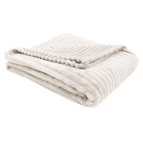 Throw - 60-inch X 50-inch Ivory Ultra Soft Ribbed Style