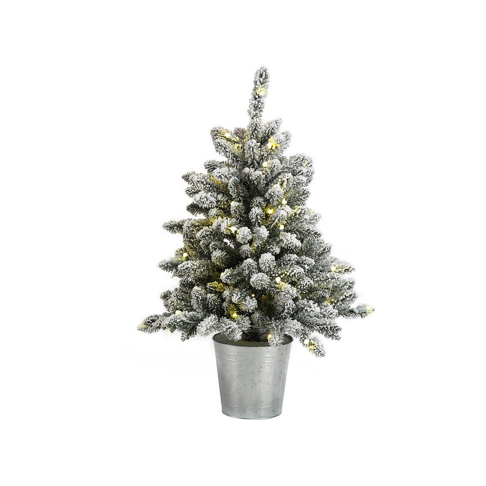 Home Accents 3 ft. 70 Warm White LED-Lit Flocked Christmas Tree | The ...