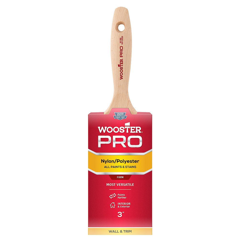Wooster 3 inch (75mm) Pro Nylon/Polyester Flat Brush The Home Depot