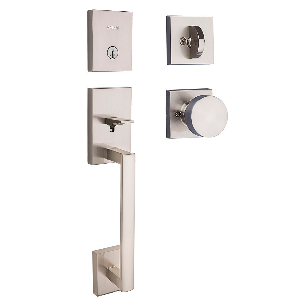 Weiser San Clemente Entry Handleset with Cambie Knob in Satin Nickel The Home Depot Canada