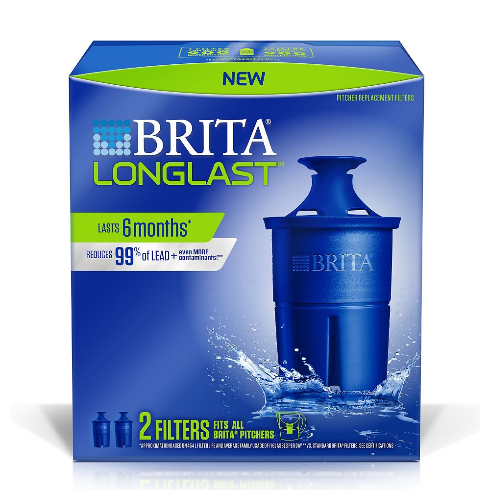 Brita Longlast Water Filter Pitcher Replacement Filters, 2 Count The