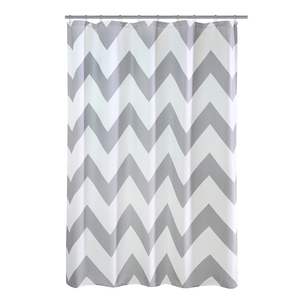 Couture Chevron Fabric Shower Curtain, Grey Chevron Fabric Shower Curtain