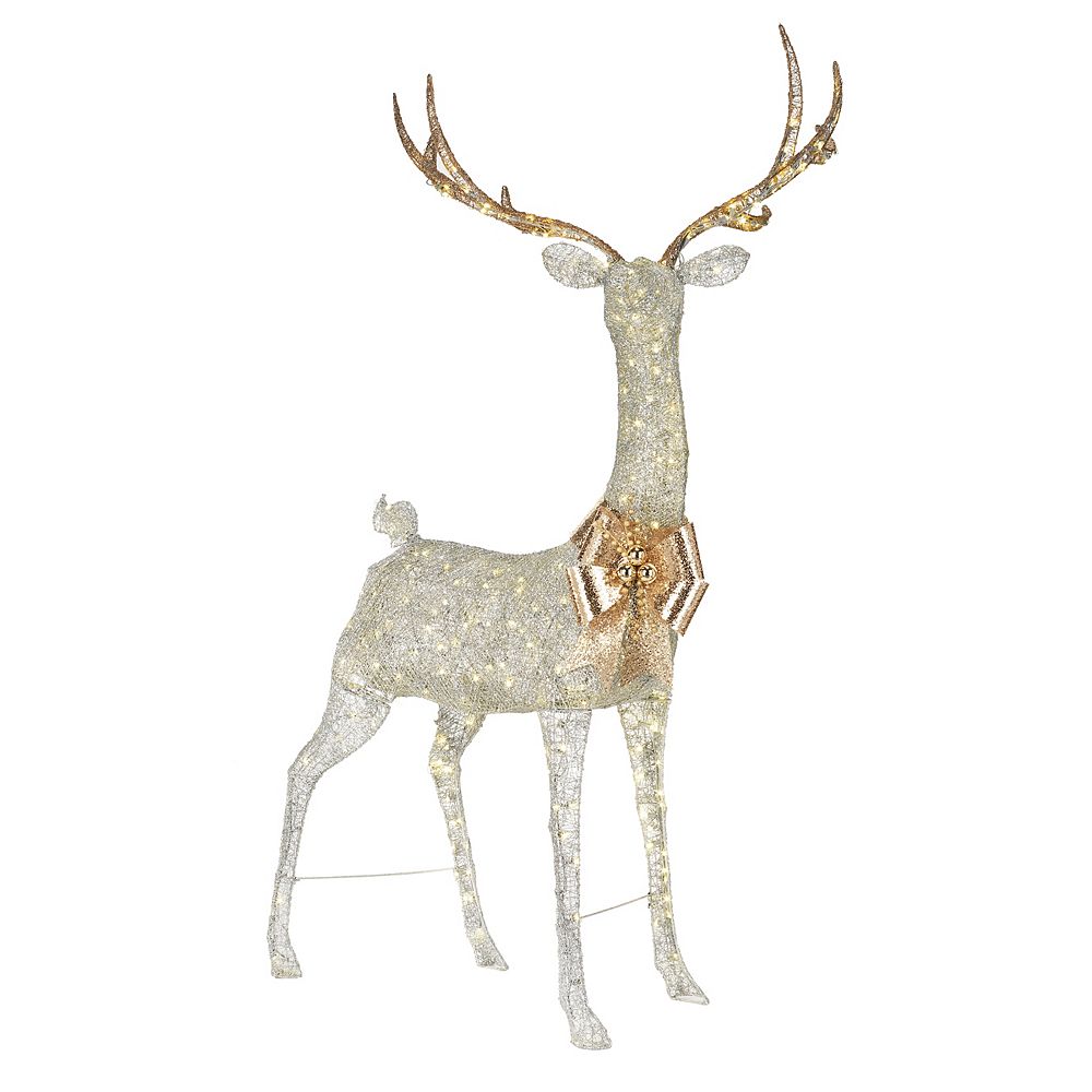 86 inch warm white led lit giant silver deer christmas decoration