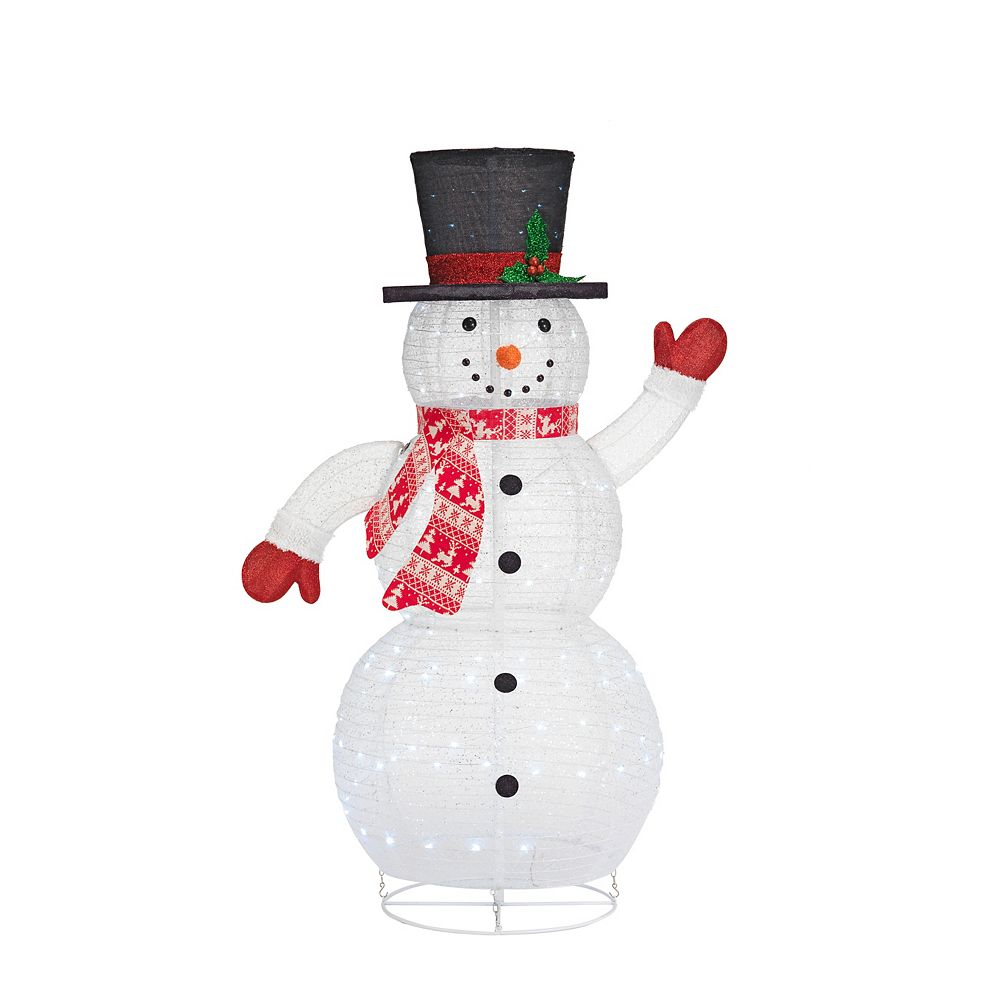 Home Accents Decoration De Noel Bonhomme De Neige Repliable Illumine A Del Blanc Froid Home Depot Canada