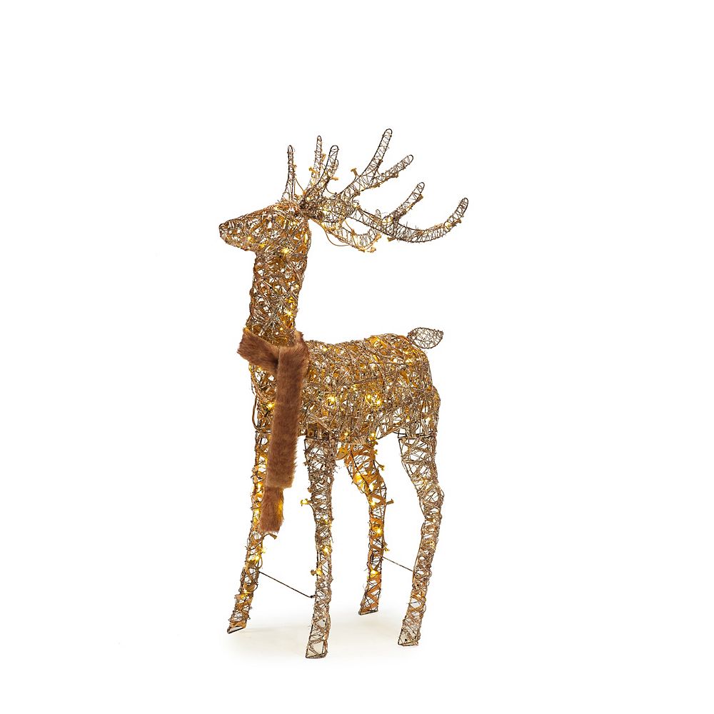Home Accents 60-inch Warm White LED-Lit Animated Wood Deer Christmas ...