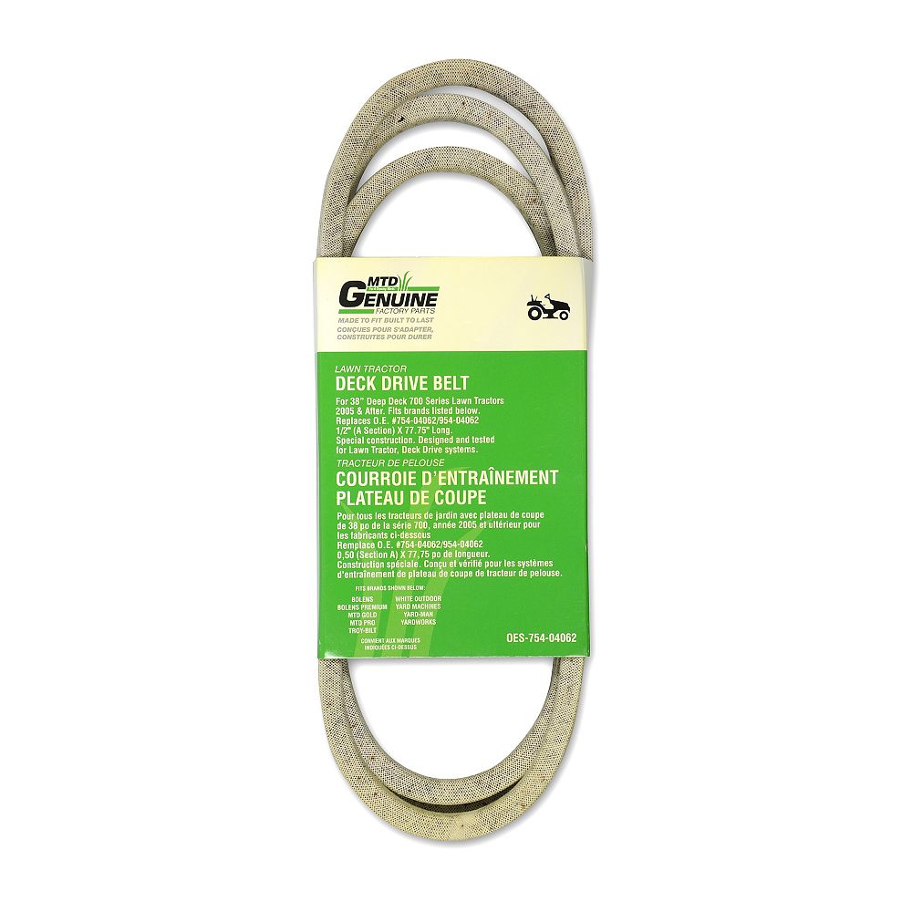 Mtd Genuine Factory Parts 38 Inch Lawn Tractor Replacement Deck Drive Belt 2005 Present The Home Depot Canada
