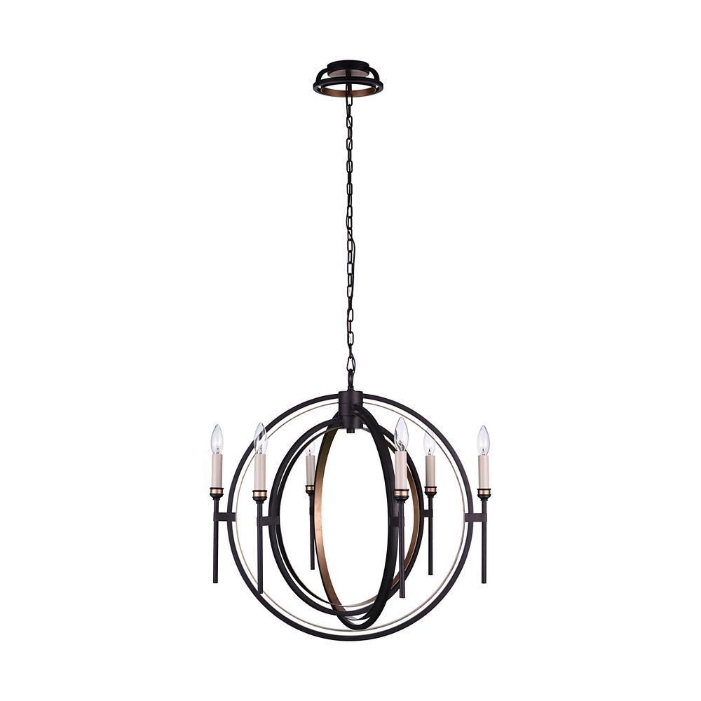 CWI Lighting Aurea 27 inch 6 Light Chandelier with Golden Brown Finish