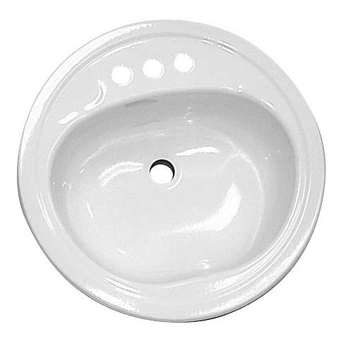 Bootz Bathroom Sink, Steel, Round, White, 19 inch