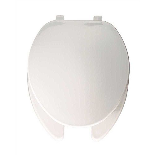 Elongated Commercial Plastic Open Front With Cover Toilet Seat With Top-Tite Hinge, White