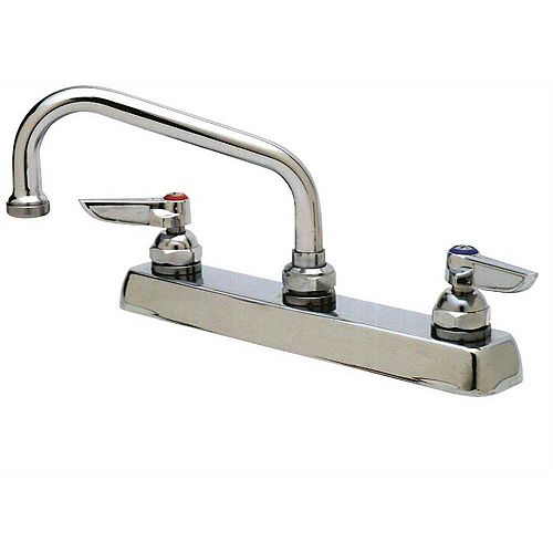 Deck Mount Faucet  With 8 inch Center And 12 inch Swing Spout, Chrome