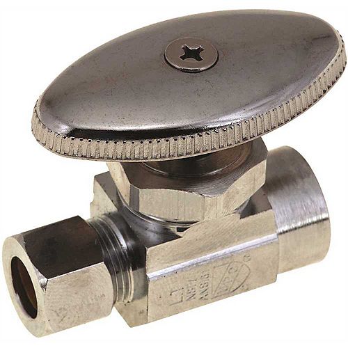 Straight Stop, 1/2 inch Sweat X 3/8 inch Od Compression, Chrome, Lead Free