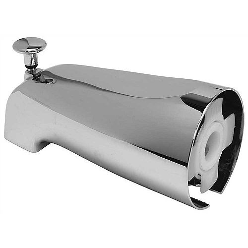 Bathtub Spout with Top Diverter and Adjustable Slide Connector in Chrome