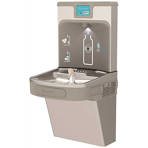 Enhanced EZH2O Bottle Filling Station and Drinking Fountain in Light Grey, Filtered 8 GPH